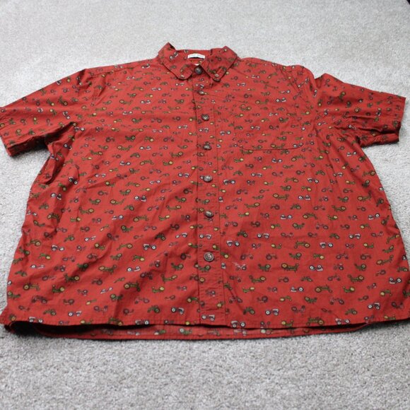 Duluth AOP Shirt Mens XL Orange BBQ Relaxed Fit Tractor All Over Print Untucked - Picture 3 of 14